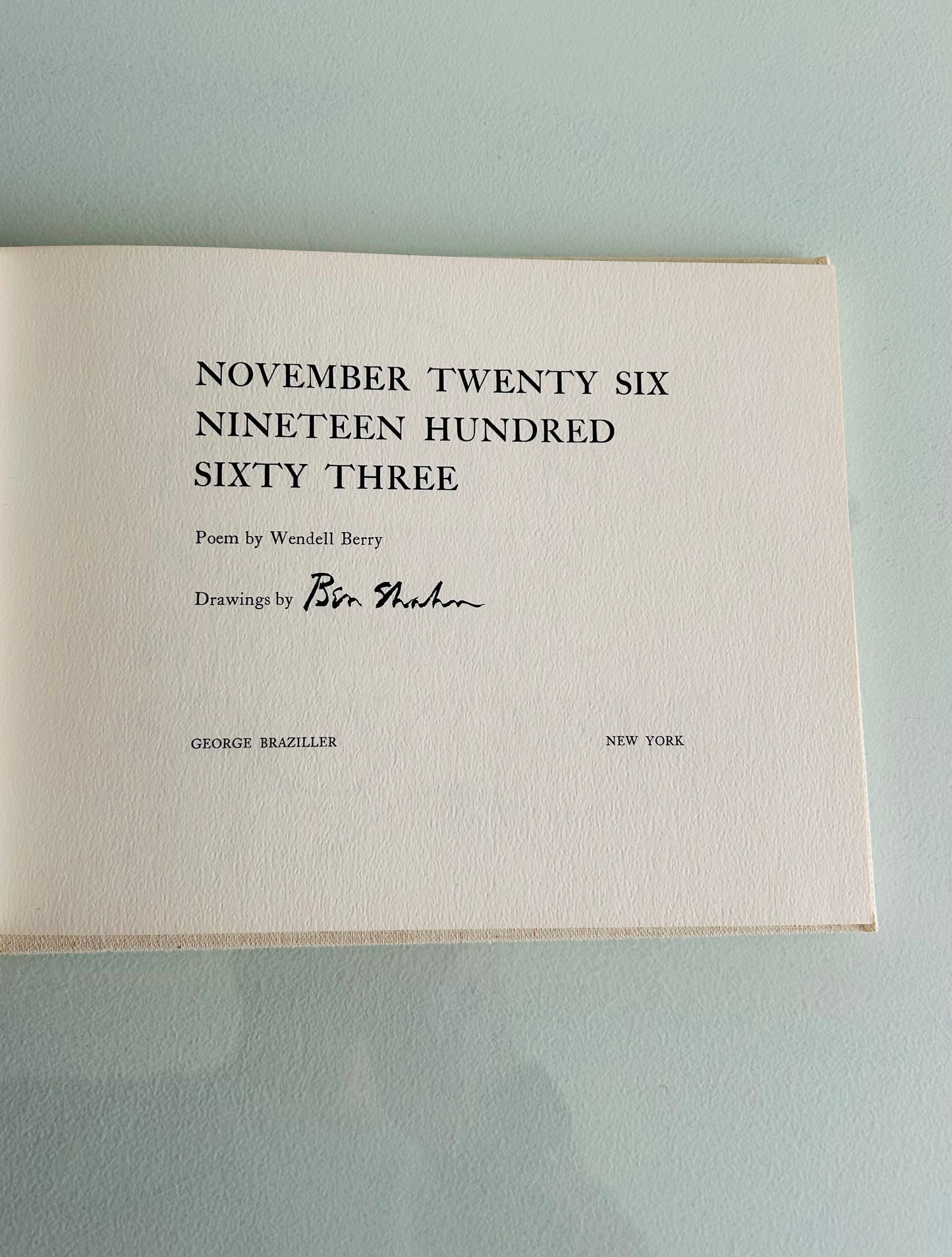 November Twenty Six Nineteen Hundred Sixty Three