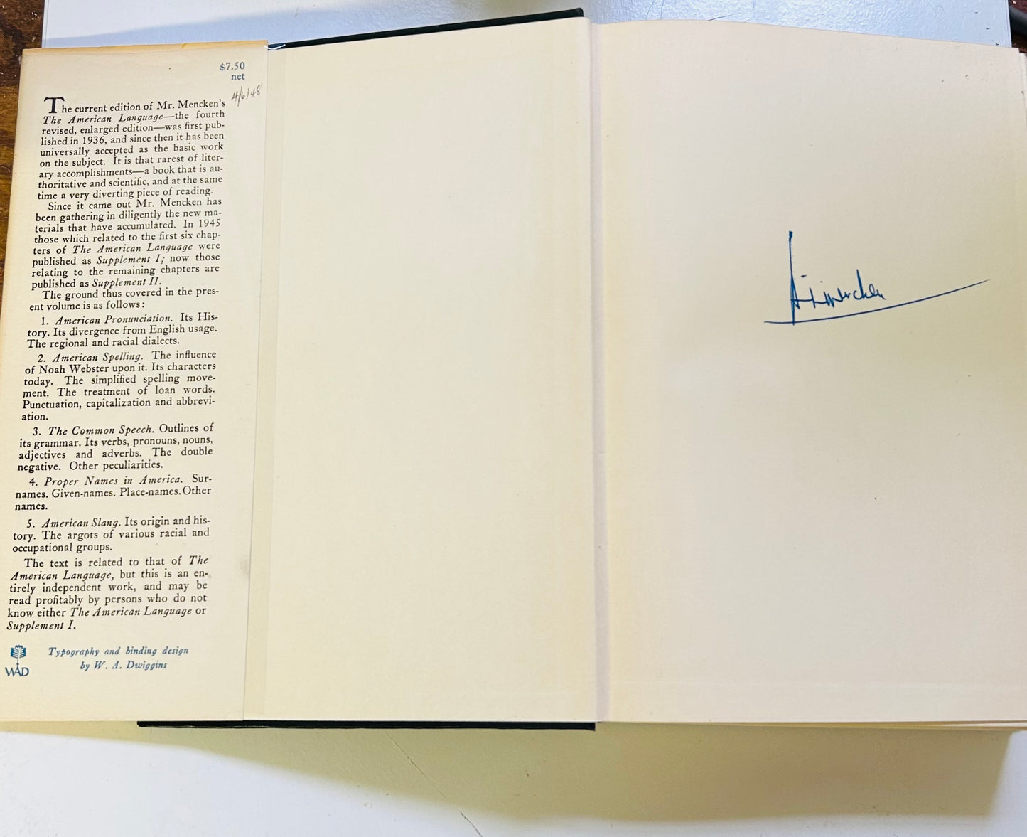 The American Language, Supplement Two (signed copy)