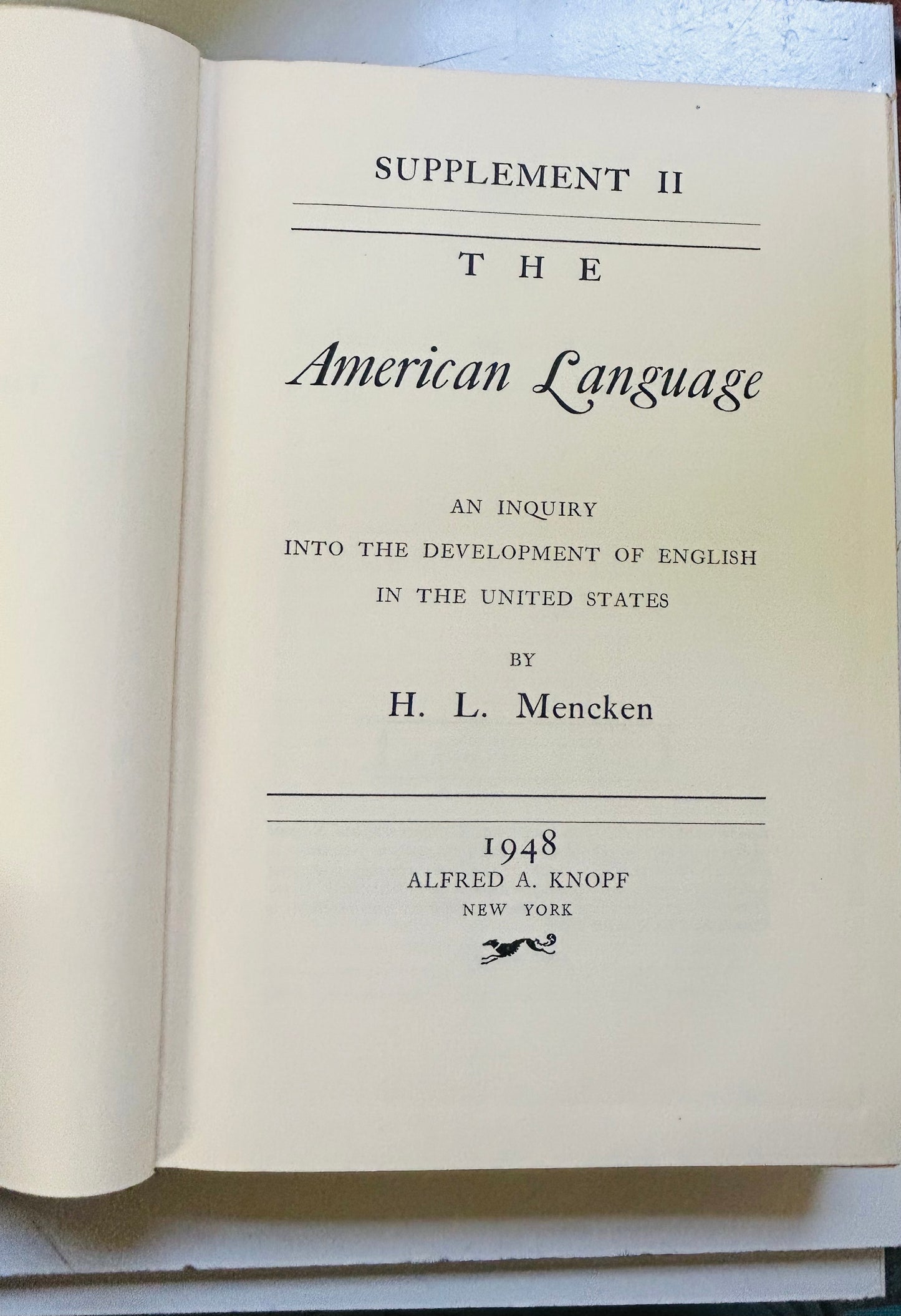 The American Language, Supplement Two (signed copy)
