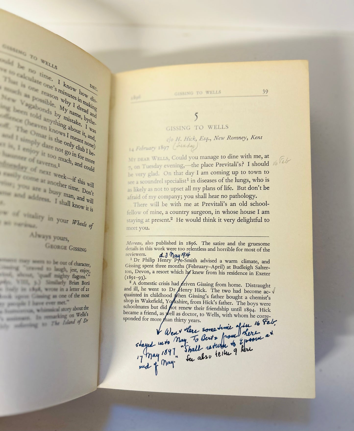 George Gissing and H.G. Wells