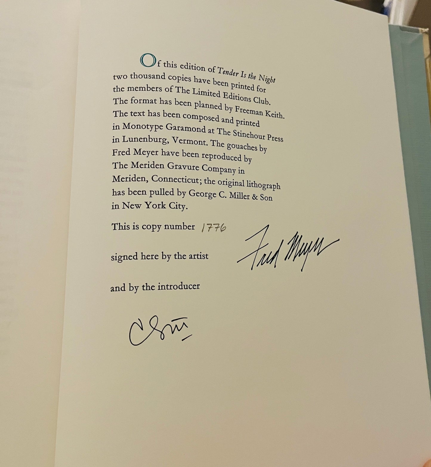 Tender is the Night (signed by Artist)