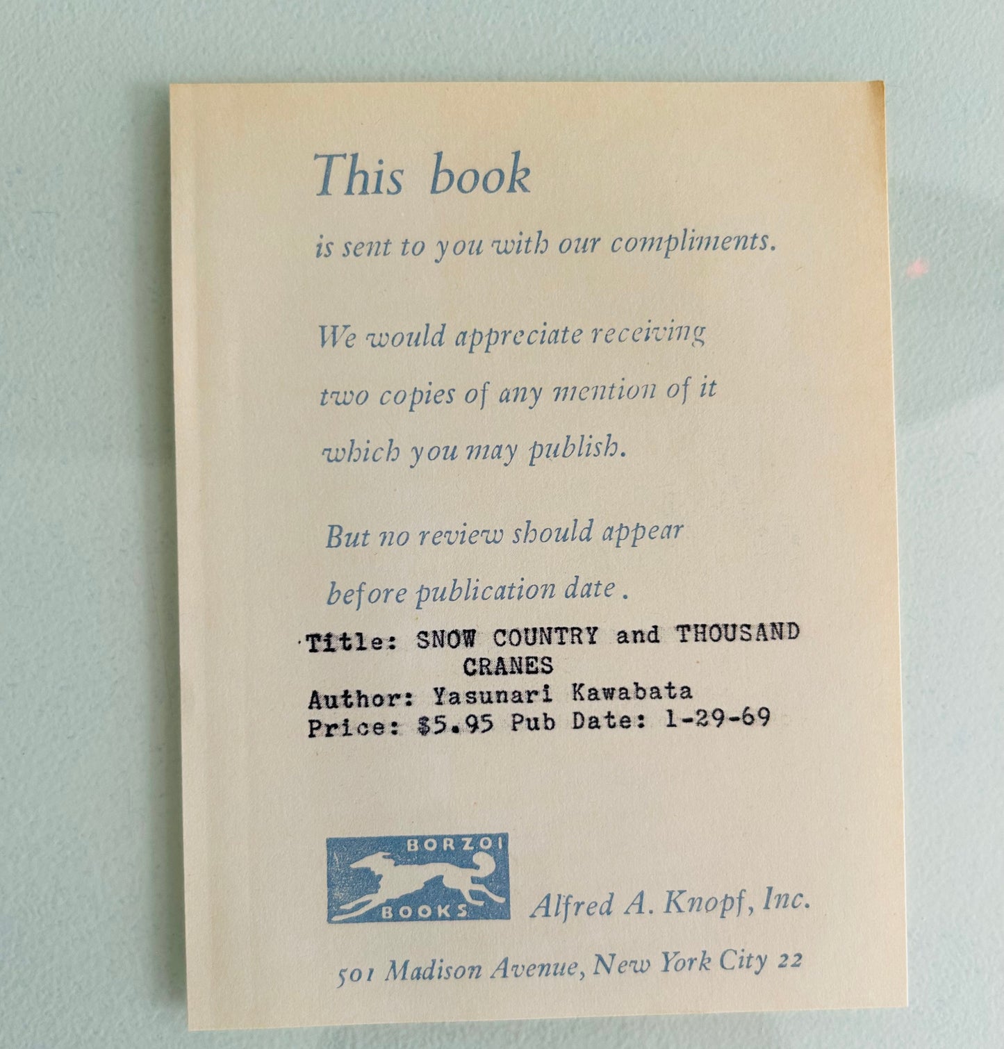 Snow Country and Thousand Cranes