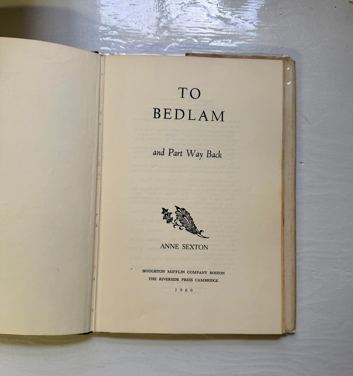 To Bedlam and Part Way Back (signed copy)