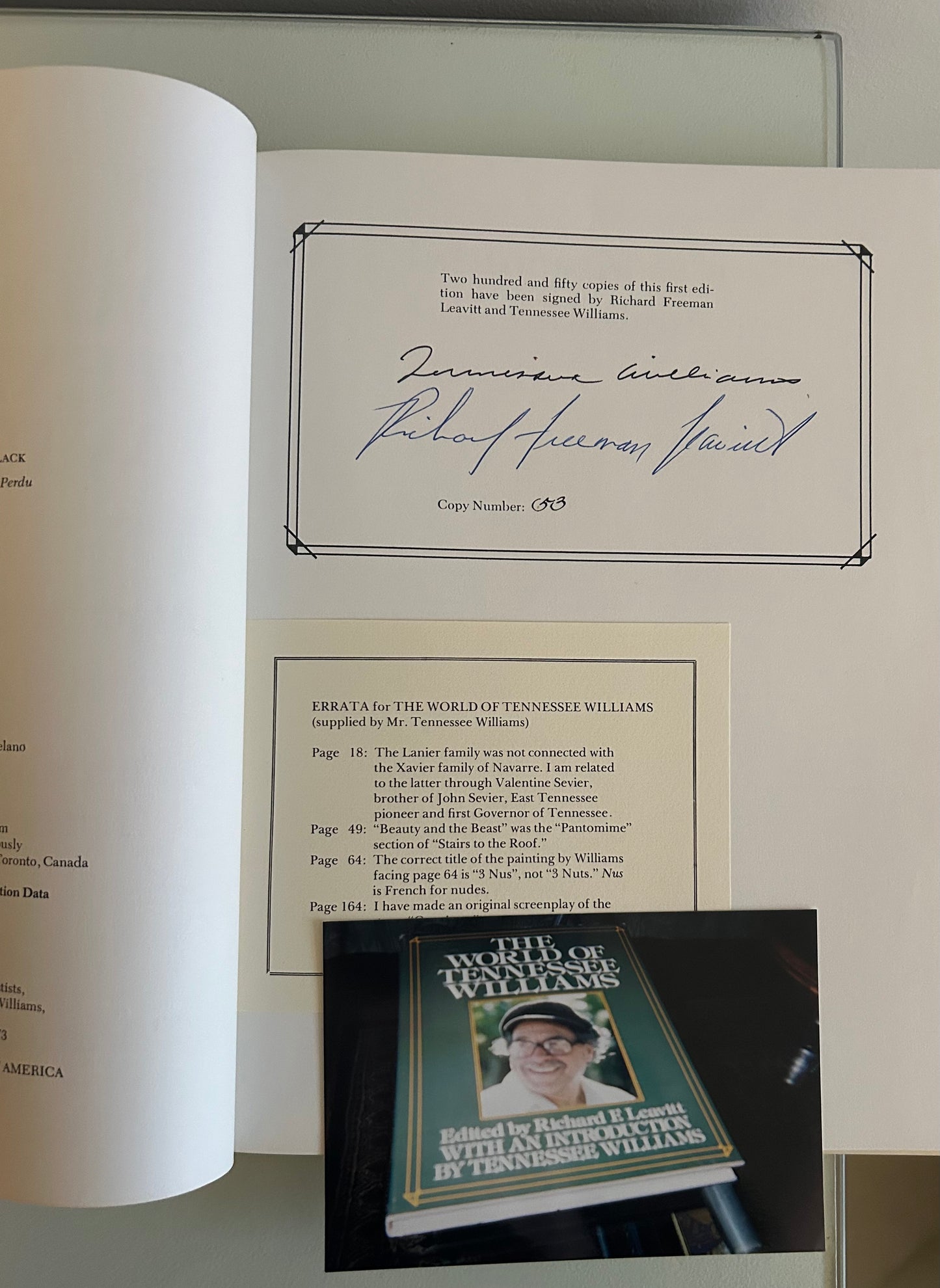 The World of Tennessee Williams (signed by both authors)