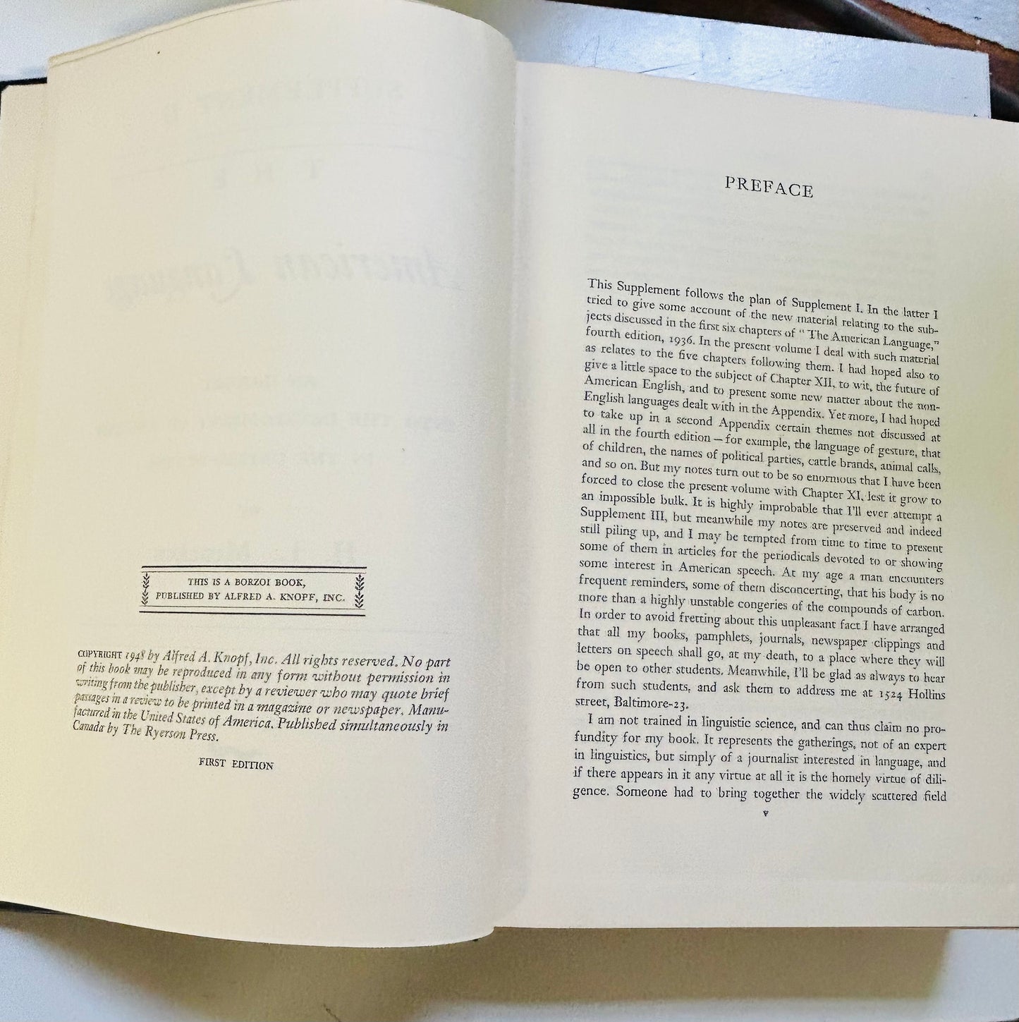 The American Language, Supplement Two (signed copy)