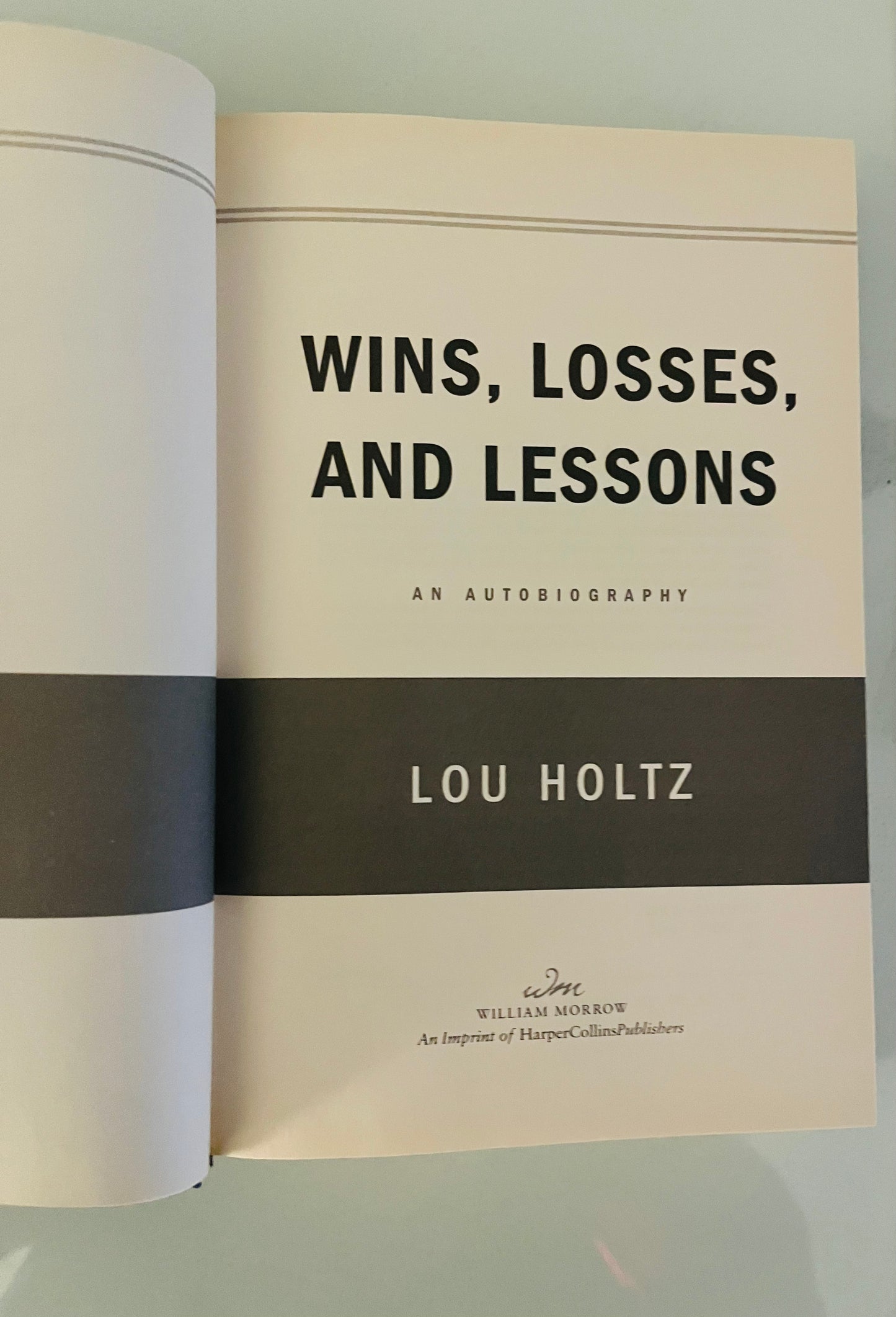 Wins, Losses and Lessons (signed copy)