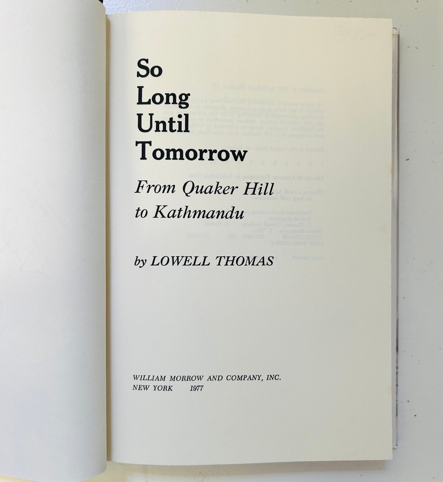 So Long Until Tomorrow (signed copy)