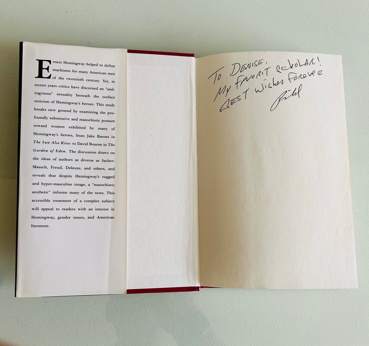 Ernest Hemingway: Machismo and Masochism (signed copy)