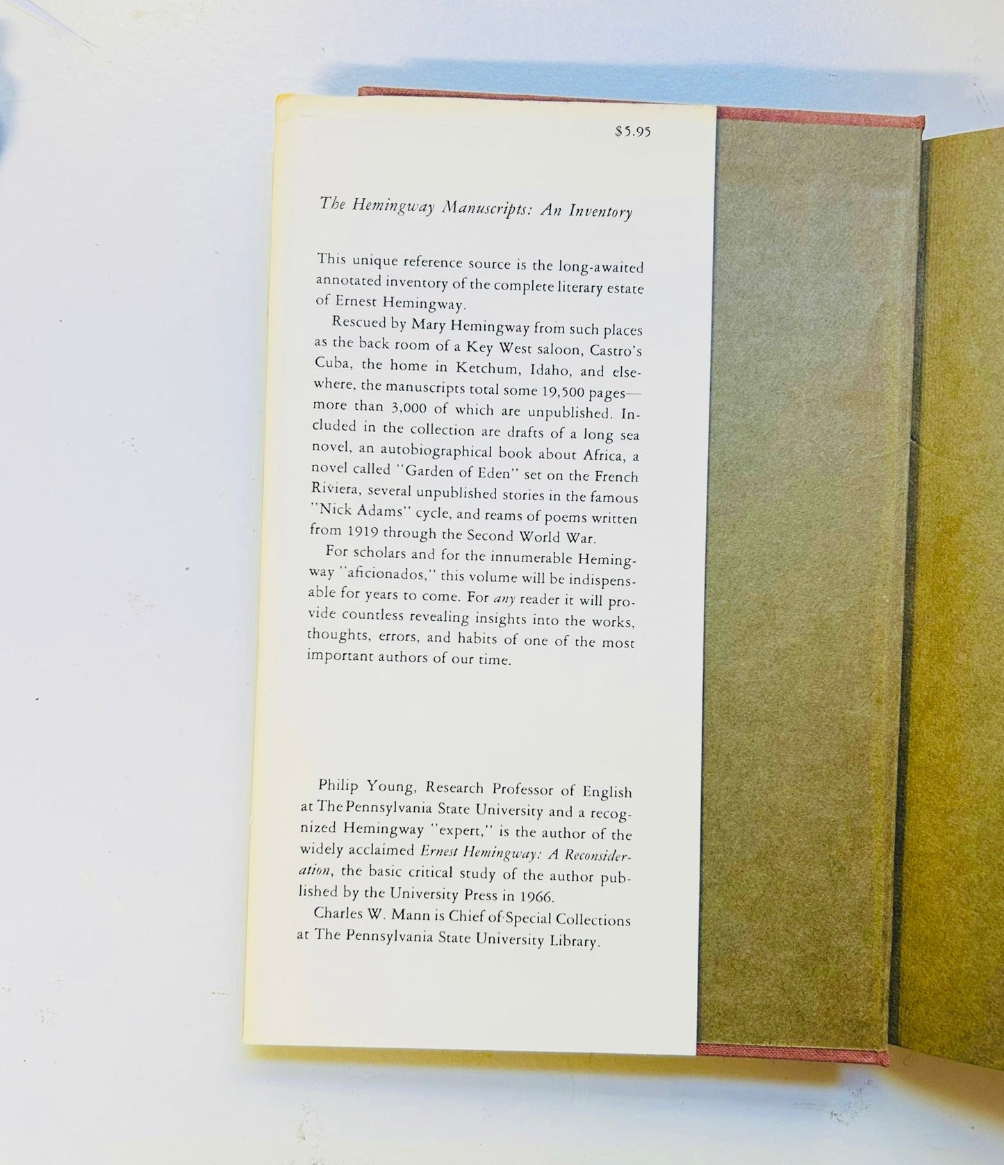 The Hemingway Manuscripts: An Inventory - Burning Tree Books